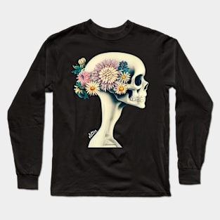 Skull with floral crown Long Sleeve T-Shirt